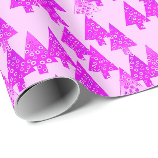 Kerstbomen met een moderne bloem - orchidee cadeaupapier (Rol Hoek)