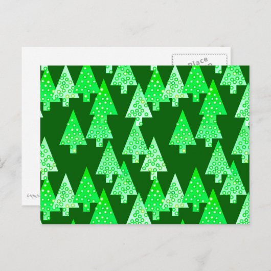 Kerstbomen met een moderne bloem - pijngroen feestdagenkaart (Voorkant / Achterkant)