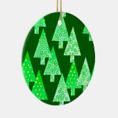 Kerstbomen met een moderne bloem - pijngroen keramisch ornament (Rechts)