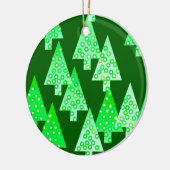 Kerstbomen met een moderne bloem - pijngroen keramisch ornament (Links)