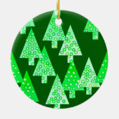 Kerstbomen met een moderne bloem - pijngroen keramisch ornament (Achterkant)
