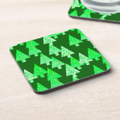 Kerstbomen met een moderne bloem - pijngroen onderzetter (Linkerzijde)