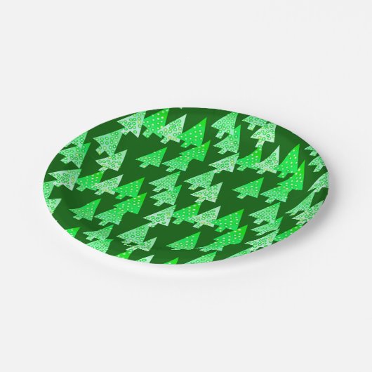 Kerstbomen met een moderne bloem - pijngroen papieren bordje (Gekanteld)