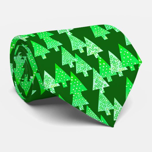 Kerstbomen met een moderne bloem - pijngroen stropdas (Opgerold)