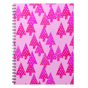 Kerstbomen met een moderne bloem - roze fuchsia ro notitieboek