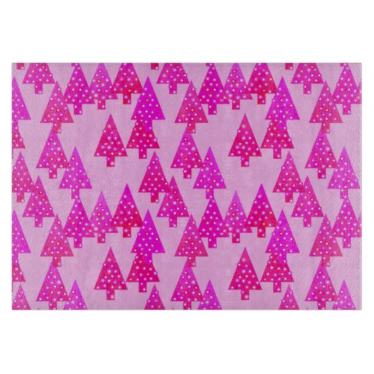 Kerstbomen met een moderne bloem - roze fuchsia ro snijplank (Voorkant)