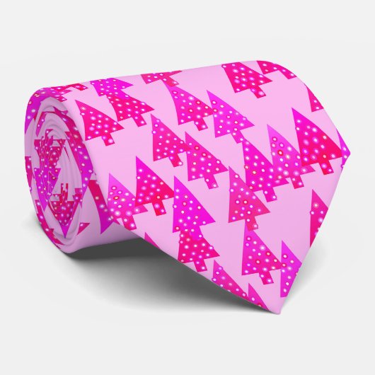 Kerstbomen met een moderne bloem - roze fuchsia ro stropdas (Opgerold)