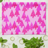 Kerstbomen met een moderne bloem - roze fuchsia ro theedoek (Gevouwen)