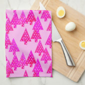 Kerstbomen met een moderne bloem - roze fuchsia ro theedoek (Quarter Fold)