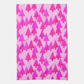 Kerstbomen met een moderne bloem - roze fuchsia ro theedoek (Verticaal)