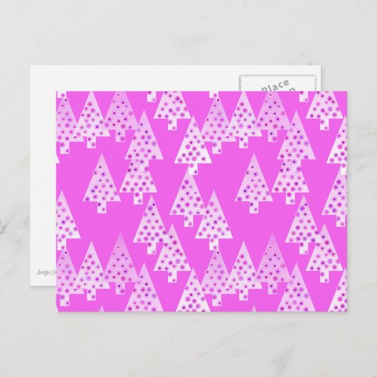 Kerstbomen met een moderne bloem - roze orchidee feestdagenkaart (Voorkant / Achterkant)