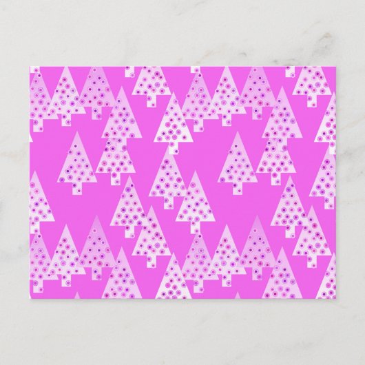 Kerstbomen met een moderne bloem - roze orchidee feestdagenkaart (Voorkant)