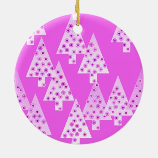 Kerstbomen met een moderne bloem - roze orchidee keramisch ornament (Achterkant)