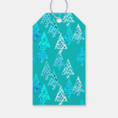 Kerstbomen met een moderne bloem - turkooi cadeaulabel (Voorkant)