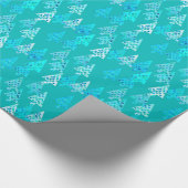 Kerstbomen met een moderne bloem - turkooi cadeaupapier (Hoek)