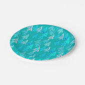 Kerstbomen met een moderne bloem - turkooi papieren bordje (Gekanteld)