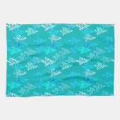 Kerstbomen met een moderne bloem - turkooi theedoek (Horizontaal)