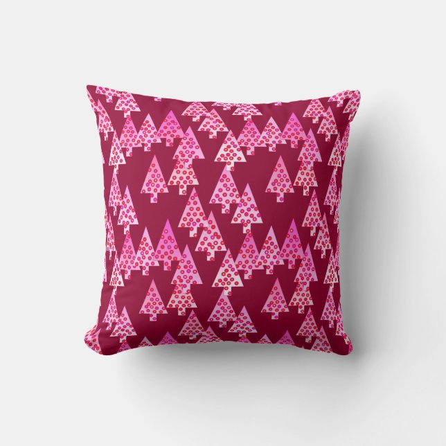 Kerstbomen met een moderne bloem - wijn en roze kussen (Voorkant)