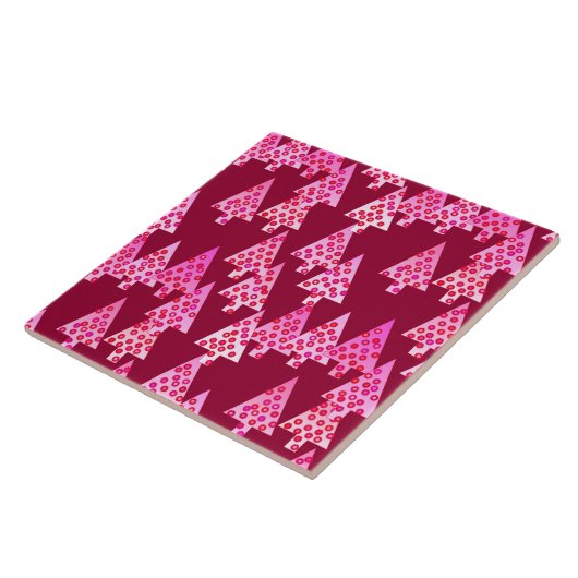 Kerstbomen met een moderne bloem - wijn en roze tegeltje (Zijkant)