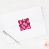 Kerstbomen met een moderne bloem - wijn en roze vierkante sticker (Envelop)