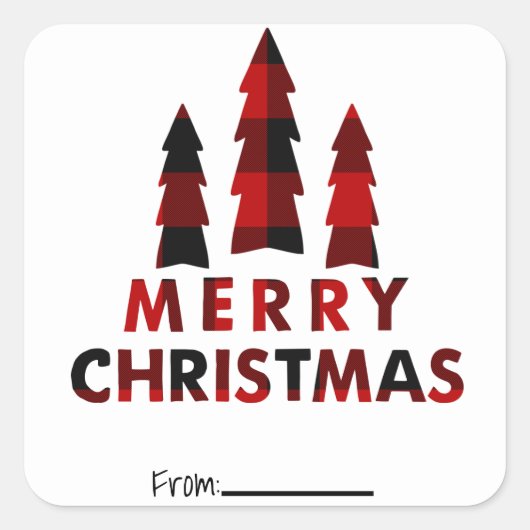 Kerstbomen met een rode ruit Kersttype Vierkante Sticker (Voorkant)