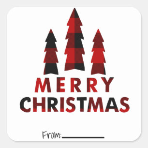 Kerstbomen met een rode ruit Kersttype Vierkante Sticker