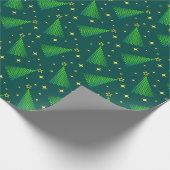 Kerstbomen met gouden sterren cadeaupapier (Hoek)