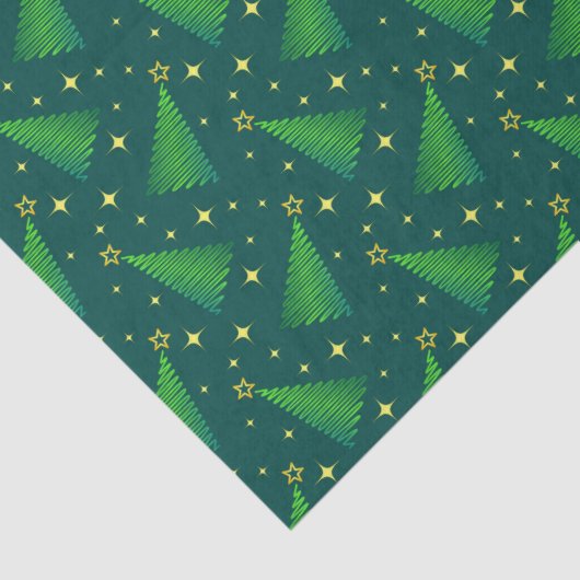 Kerstbomen met gouden sterren tissuepapier (Detail)