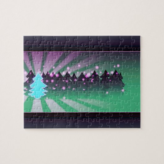 kerstbomen met groene tassen legpuzzel (Horizontaal)