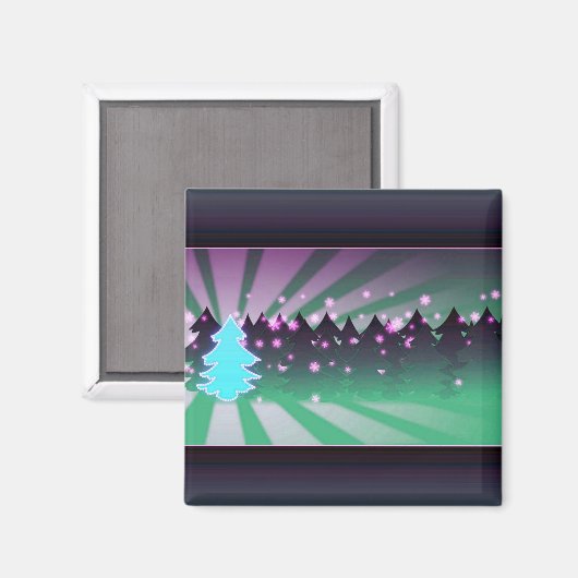 kerstbomen met groene tassen magneet (Voorkant / Achterkant)