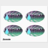 kerstbomen met groene tassen ovale sticker (Vel)