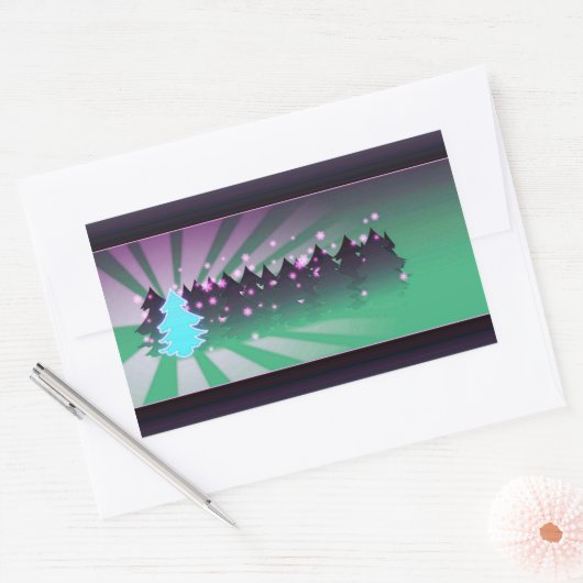 kerstbomen met groene tassen rechthoekige sticker (Envelop)