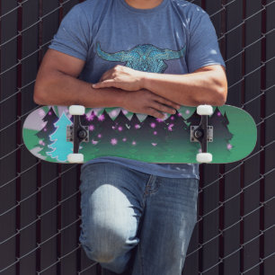 kerstbomen met groene tassen skateboard