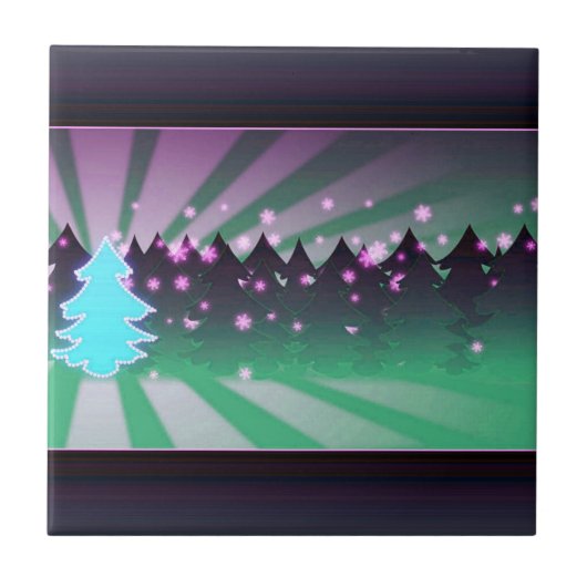 kerstbomen met groene tassen tegeltje (Voorkant)