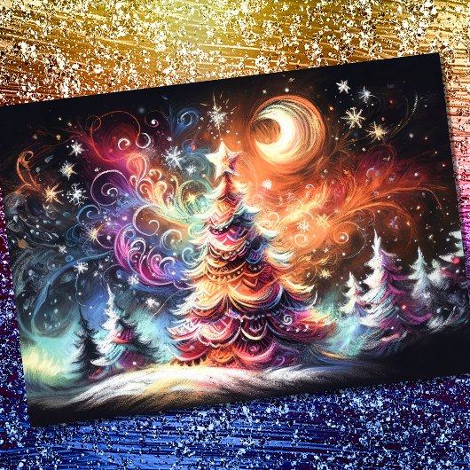 Kerstbomen met harde pastel tekeningen vol vrolijk kaart