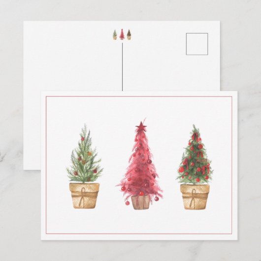 Kerstbomen met kerstbomen Waterverf Briefkaart (Voorkant / Achterkant)