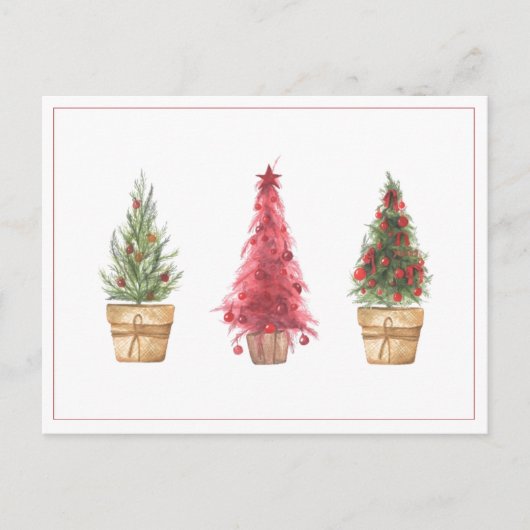 Kerstbomen met kerstbomen Waterverf Briefkaart (Voorkant)