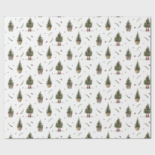 kerstbomen met kleine Boots-cadeautjes Cadeaupapier (Vlak)