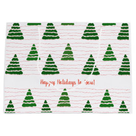 Kerstbomen met kralen snaren patroon groot cadeauzakje