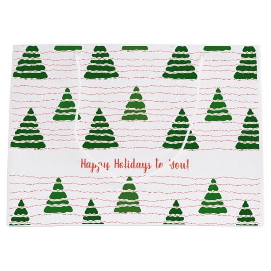 Kerstbomen met kralen snaren patroon groot cadeauzakje (Voorkant)