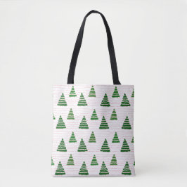 Kerstbomen met kralen snaren patroon tote bag