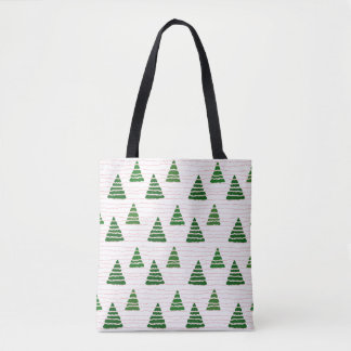 Kerstbomen met kralen snaren patroon tote bag