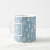 kerstbomen met monogram en naam koffiemok (Voorkant links)