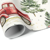 Kerstbomen met oude rode vrachtwagens cadeaupapier (Rol Hoek)