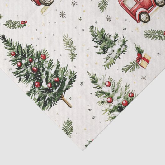 Kerstbomen met oude rode vrachtwagens tissuepapier (Detail)