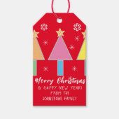 kerstbomen met persoonlijke naam Cool Cute Red Cadeaulabel (Voorkant)