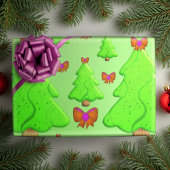 Kerstbomen Met Rode Strikken Inpakpapier Vel