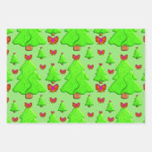 Kerstbomen Met Rode Strikken Inpakpapier Vel (Voorkant 2)