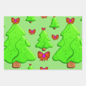 Kerstbomen Met Rode Strikken Inpakpapier Vel (Voorkant)