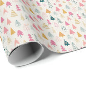 Kerstbomen met Roze Patroon Cadeaupapier (Rol Hoek)